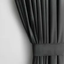AmeliaHome Restilo Set Vorhang H 270 x B 140 cm mit Raffhalter 54 x 10 cm Velvet Optik Anthrazit 1 St. Ösenschal Samt Halbverdunkelungsvorhang Fensterdekoration Dekoschal Dekorvorhang