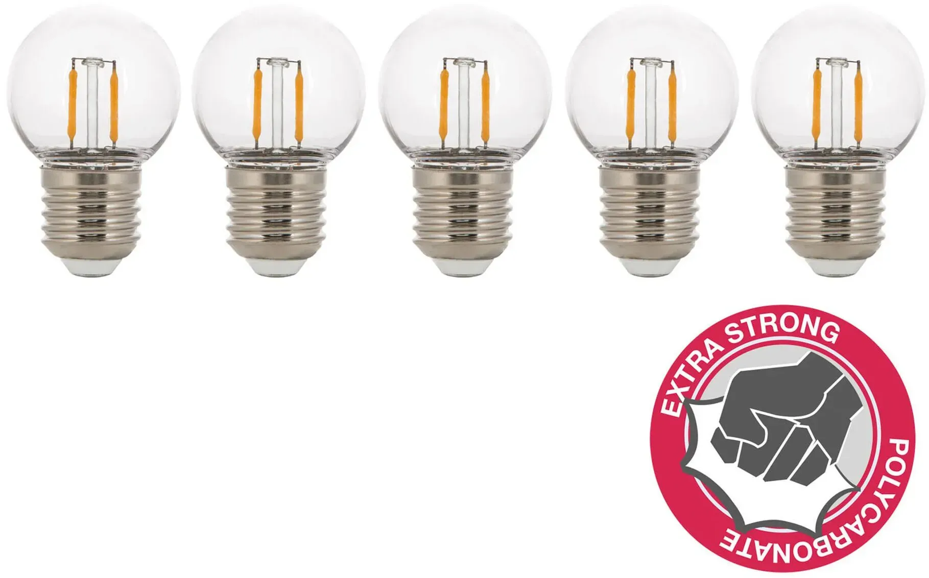 Bailey | 5x LED-Kugellampe | Große Fassung E27 | 2W