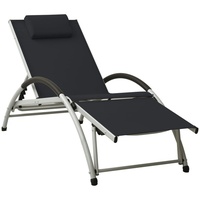 Furnicato Sonnenliege mit Kissen Textilene Schwarz,