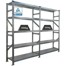 Proregal Fachbodenregal Metall 200x240x40 cm Silber