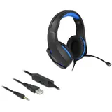 DeLock Headset kabelgebunden Schwarz, Blau Mikrofon-Rauschunterdrückung Headset Gaming