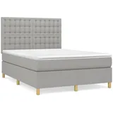 vidaXL Boxspringbett mit Matratze Hellgrau 140x200 cm Stoff1368703