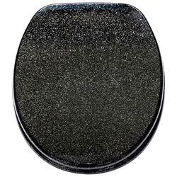 WC-Sitz SANILO "Glitzer WC-Sitz", schwarz, B:37,7cm L:47cm, MDF - Mitteldichte Holzfaserplatte, WC-Sitze, mit Absenkautomatik