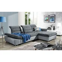 Ecksofa Schlafsofa MELLO Grau/ Dunkelgrau Ottomane Rechts