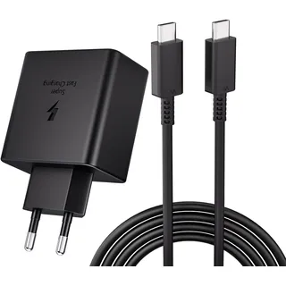 USB C Ladegerät 45W Schnellladegerät für Samsung Galaxy S25 S25+ S24+ S23+ S22+, S20 S21 S22 S23 S24 S25 Ultra/FE, Note10+, Galaxy Tab S10 S9 S8 Ultra, Tab S10+ S8+ S7 FE, mit 5A Typ-C Ladekabel 2M