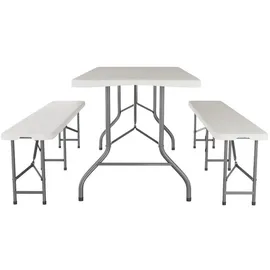 Juskys Bayreuth Bierzeltgarnitur 3-tlg. Tisch 180 x 70 x 74 cm weiß klappbar