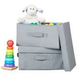 Relaxdays Aufbewahrungsbox Vliesstoff 2er Set - Grau