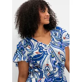 sheego Maxikleid Beige/Weiß Paisley 50