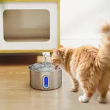 Katzenbrunnen 2,5l Trinkbrunnen Für Katzen Mit Leiser Pumpe Led Aktivkohlefilter 19,4 X 19,4 X 18,7 Cm