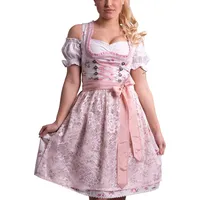 Entari Dirndl 534GT Trachtenkleid Cremeweiß mit Rosa geblümt (3tlg) 38