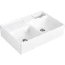 Villeroy & Boch Spülstein Doppelbecken weiß alpin + Excenterbetätigung