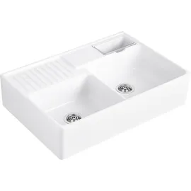 Villeroy & Boch Spülstein Doppelbecken weiß alpin + Excenterbetätigung