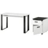 Home Affaire Schrank-Set SHERWOOD, (2-St), Büromöbel Set, mit Apothekergriffen aus Metall, Breite ca. 165 cm weiß