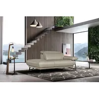 Egoitaliano Ottomane Anais, erstklassiges Designsofa, Breite 179 cm, Fußfarbe schattengrau, Kopfteil verstellbar, Leder CAREZZA, grau grau