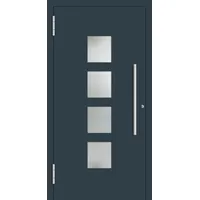 Aluminium RC2 Haustür "DORA" flügelüberdeckend 78 mm Anthrazit RAL 7016 außen öffnend DIN links