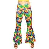 Boland 01541 - Schlaghose Hippie, 1 Stück, Größe M / 38 für Damen, bunte Stretchhose, ausgestelltes Bein, 70er Jahre, Flower Power, Kostüm, Verkleidung, Accessoire, Karneval, Fasching, Mottoparty
