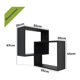 mein-regal Quadra Eckregal 55 x 20 x 67 cm Schwarz