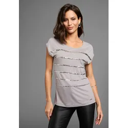 T-Shirt, ärmellos, hüftlang, mit glitzernden Pailletten - NEUE FARBEN, Gr. 48, grau, , 20398333-48