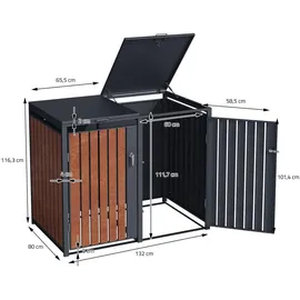 ML-Design Mülltonnenbox 2Er 2 Tonnen 240L 132x80x116,3 cm Anthrazit-Rostoptik