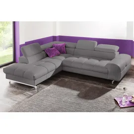 Cotta Ecksofa "Chef L-Form", grau, B:257cm H:72cm T:206cm, Luxus-Microfaser (100% Polyester);Kunstleder Softlux;Leder Advantage (abgedecktes Spalt-Rindsleder), Rückseite mit schwarzem Spannstoff bezogen;NaturLEDER (echtes Rindsleder), Rückseite mit schwarzem