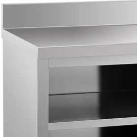 Royal Catering Arbeitstisch Edelstahltisch mit Unterschrank 180 x 60 cm - 500 kg - Aufkantung -