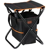 Black & Decker BLACK+DECKER Gartenhocker mit Werkzeugtasche - Faltbarer Hocker mit 7-Fach Tasche Abnehmbar - Metallrahmen bis 80 KG Belastbar - Ideal für Gartenarbeit und Outdoor Aktivitäten