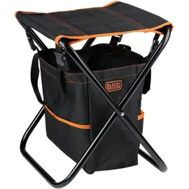 Black & Decker BLACK+DECKER Gartenhocker mit Werkzeugtasche - Faltbarer Hocker mit 7-Fach Tasche Abnehmbar - Metallrahmen bis 80 KG Belastbar - Ideal für Gartenarbeit und Outdoor Aktivitäten