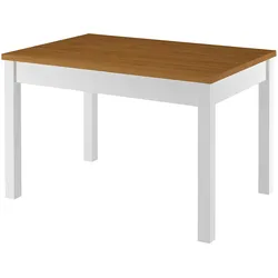 Erst-Holz Zweifarbiger Tisch 80x120 Esstisch Tischplatte Eichefarben weiße Beine Massivholz 90.70-51AE