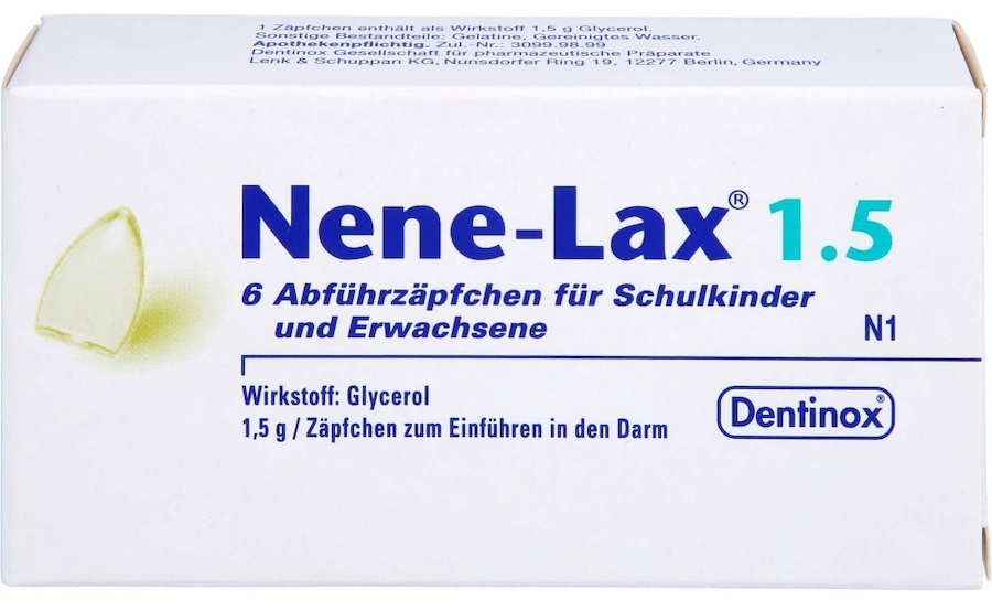 dentinox NENE LAX 1,5 Suppos.f.Schulkdr.u.Erw. Verstopfung
