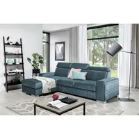 Fun Möbel Ecksofa Ecksofa Schlafsofa NOLAN XS inkl. USB-Anschluss, inkl. Bettkasten, Kopfteil verstellbar, Rundumbezug, inkl. USB-Anschluss blau