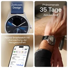 Withings ScanWatch 2 42 mm silber, Silikonarmband blau