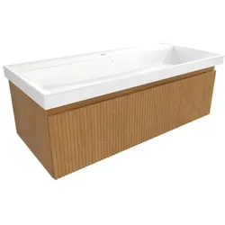 Badezimmerschrank mit Waschbecken SAT Evolution 98x30x44,5 cm honigmatt Eiche SATEVO100DMU4