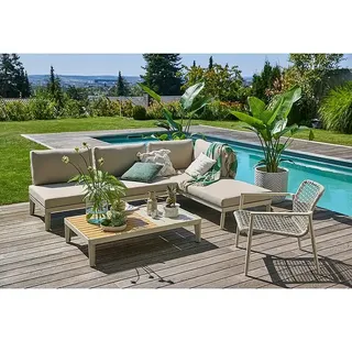 Sunfun Loungemöbel-Set Solo Rope  (4 -tlg., Aluminium/Polyrattan/Olefin, Light-Greige)