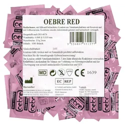 CLUB-Condom «Red», rote Kondome mit Erdbeer-Geschmack (100 Kondome) 100 St