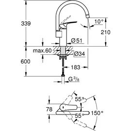 Grohe Eurosmart Einhebelmischer Schwarz Matt