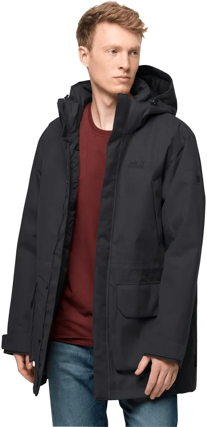 Jack Wolfskin Parka Fierce Wind (wasser- und winddicht, aus recycelte Materialien) schwarz Herren