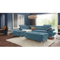 exxpo - sofa fashion Ecksofa »Fiji, L-Form«, mit Kopf- bzw. Rückenverstellung, wahlweise mit Bettfunktion, blau