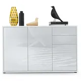 Vladon Ben V3 117 x 74 x 36 cm Weiß matt/Weiß Hochglanz