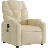 vidaXL Massagesessel Creme Polyester 89 x 100 x 0 cm Beige mit Fernbedienung