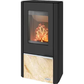 FIREPLACE Kingstone Stahl Schwarz/Abdeckplatte Sandstein