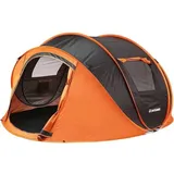 Zelt Pop up Wurfzelt Wasserdicht Schwarz & Orange (4-6 Personen)