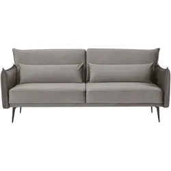 3-Sitzer Sofa Samt Grau Couch Relaxsofa Wohnzimmer Möbel Lounge