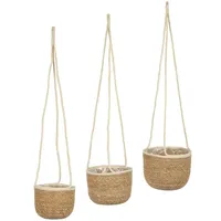 Spetebo Seegras Blumenampel 23 x 20 x 17 cm Beige Komplettset