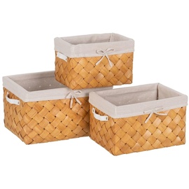 BigBuy Home Körbe Set Natur Holz Stoff 39,5 x 30 x 24 cm (3 Stück)