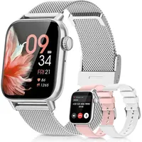 Smartwatch Damen mit Telefonfunktion Fitnessuhr SpO2, Herzfrequenz, Schlafmonitor, Menstruationszyklus IP68 Sportuhr,Silber - Silber