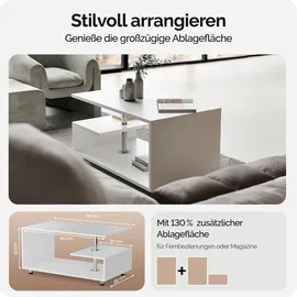 CASARIA Casaria® Couchtisch Orlando 95x55x50cm Weiß Holz Wohnzimmertisch