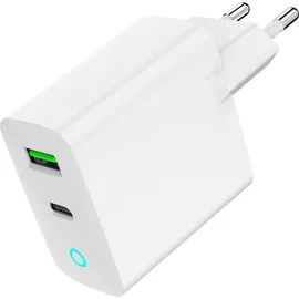 Gembird 2-Port 20W mit LED-Anzeige, Typ C - A - Weiß