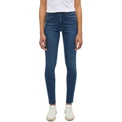 Skinny-fit-Jeans MUSTANG "Style Shelby Skinny", Damen, Gr. 28, Länge 34, blau (medium schwarz), Denim/Jeans, Obermaterial: 82% Baumwolle, 16% Polyester, 2% Elasthan, casual, skinny fit, Jeans