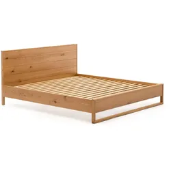 Kave Home Bett Alguema 180 x 200 cm Holz Braun Eiche