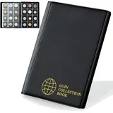 Münzalbum 120 Taschen Kunstleder Schwarz 30x30mm Sammelmappe Münzhalter